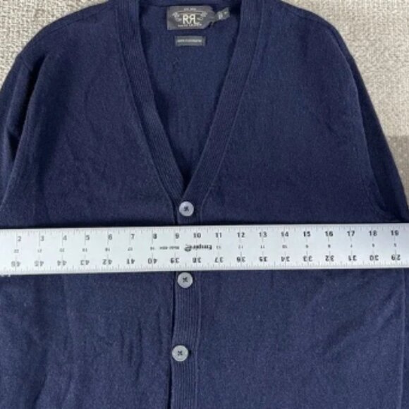 RRL Double RL Men's‎ Knit Cashmere Cardigan V-Neck Sweater Navy Blue Medium - Picture 6 of 9